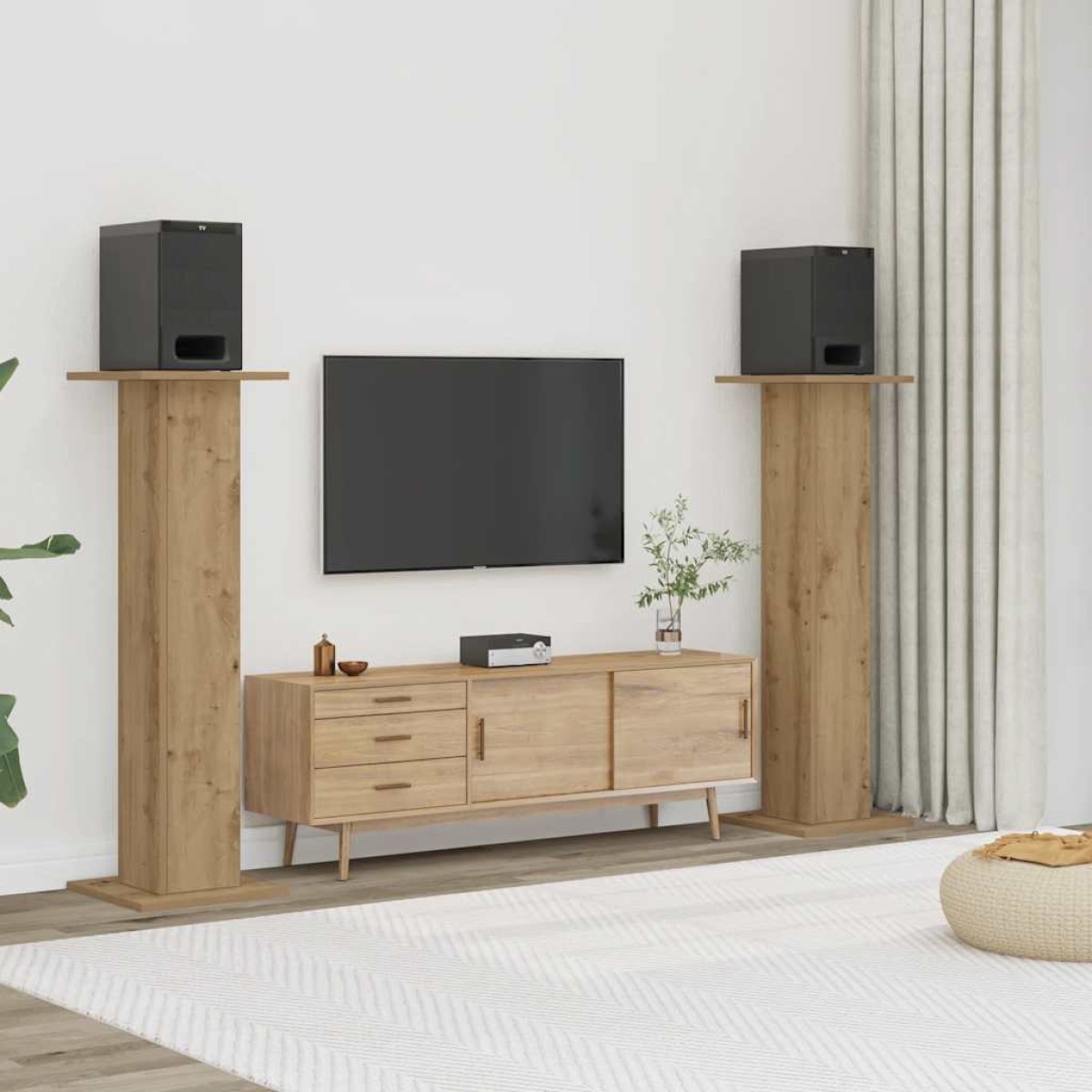 vidaXL Βάσεις Ηχείων 2 τεμ. Αρτισιανή Δρυς 30x30x95 εκ. Επεξ. Ξύλο