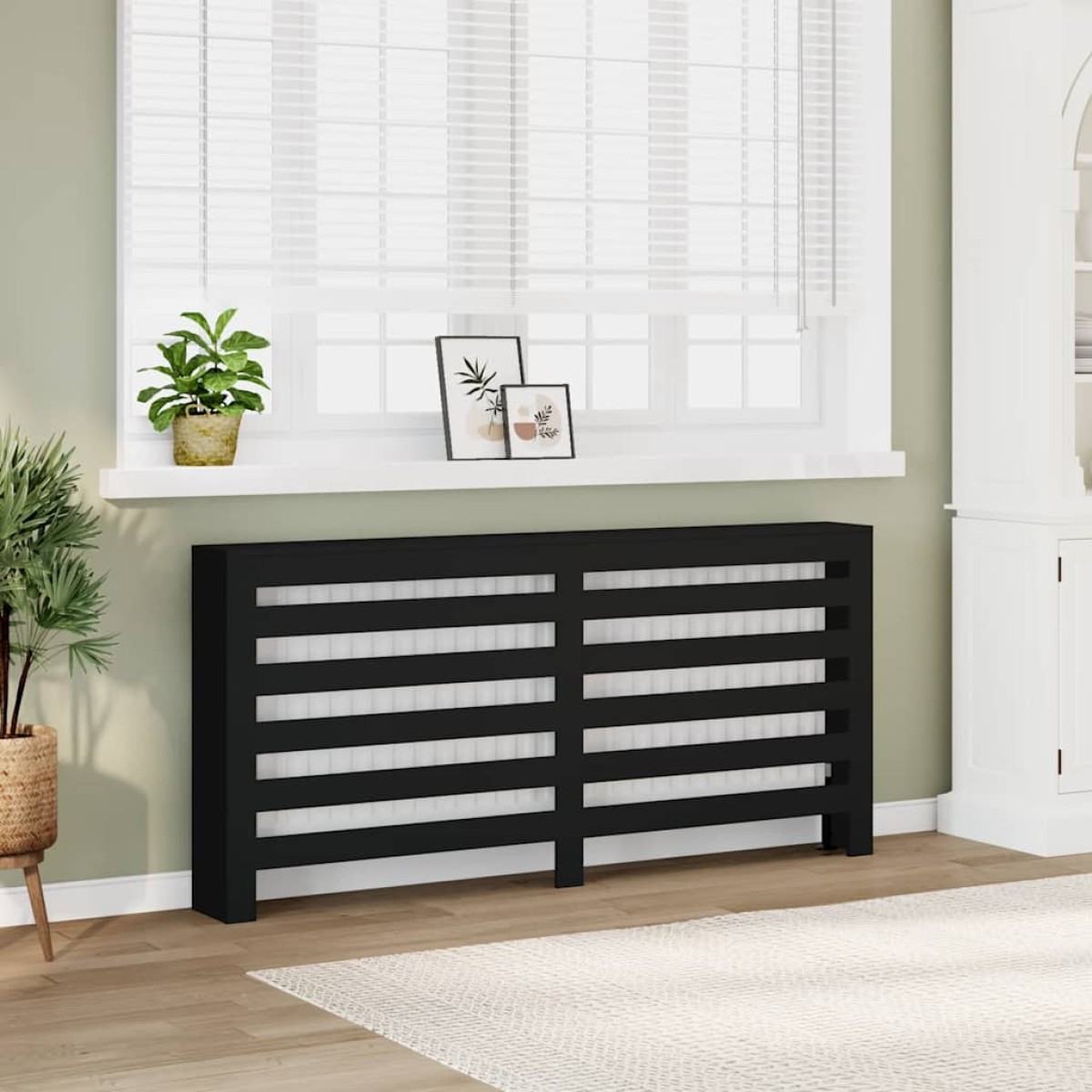 vidaXL Κάλυμμα Καλοριφέρ Μαύρο 175x20x82 εκ. από Επεξεργασμένο Ξύλο