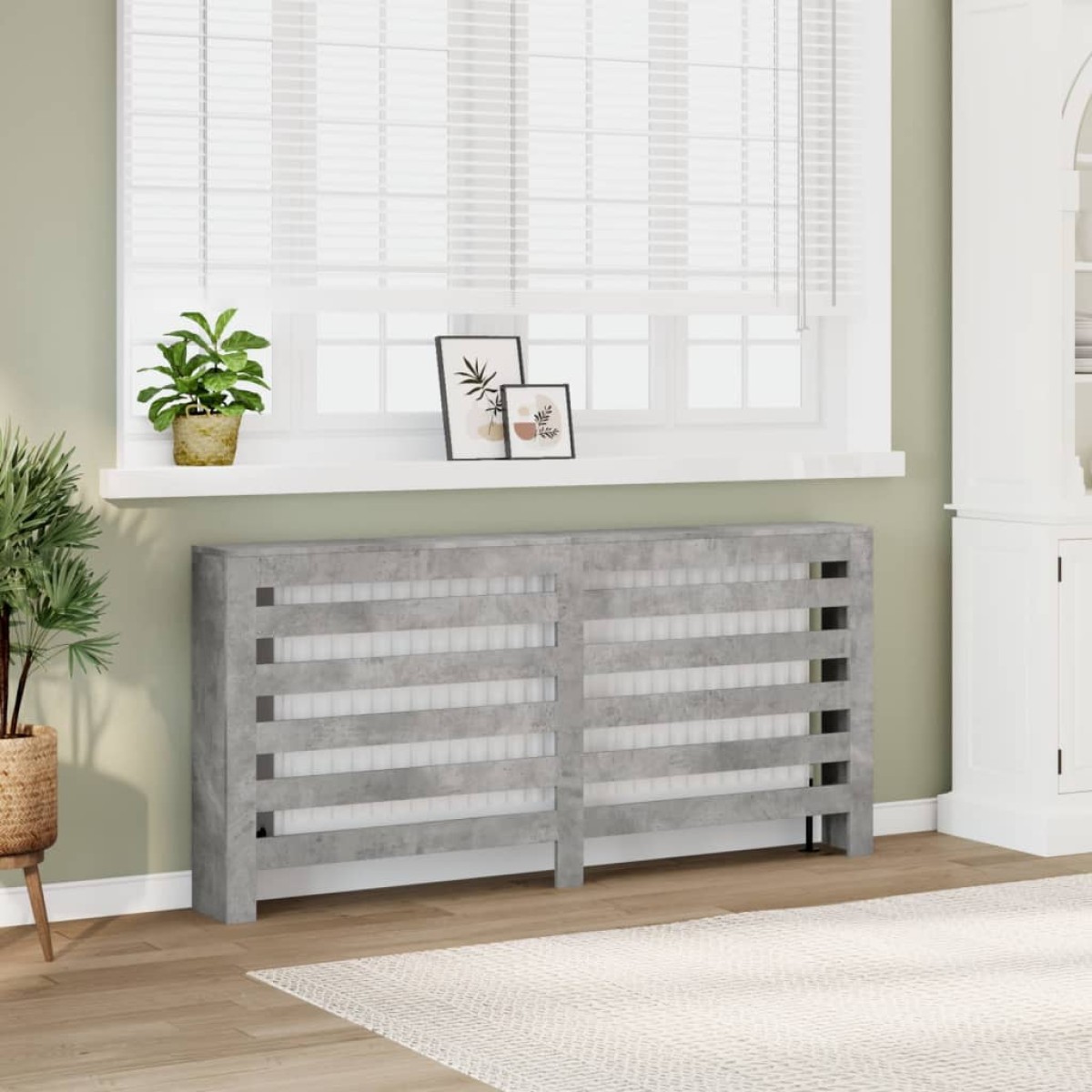 vidaXL Κάλυμμα Καλοριφέρ Γκρι Σκυροδέματος 175x20x82 εκ. Επεξ. Ξύλο