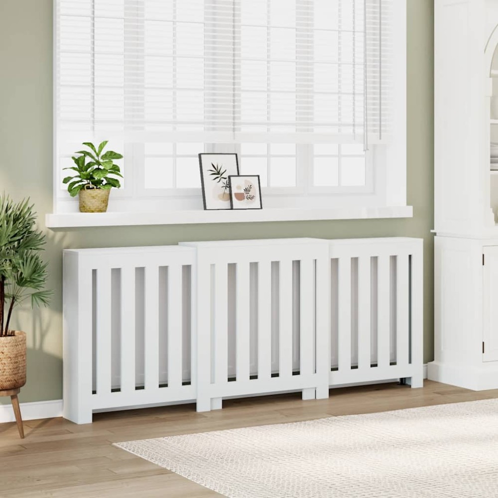 vidaXL Κάλυμμα Καλοριφέρ Λευκό 205x21,5x83,5εκ. από Επεξεργασμένο Ξύλο
