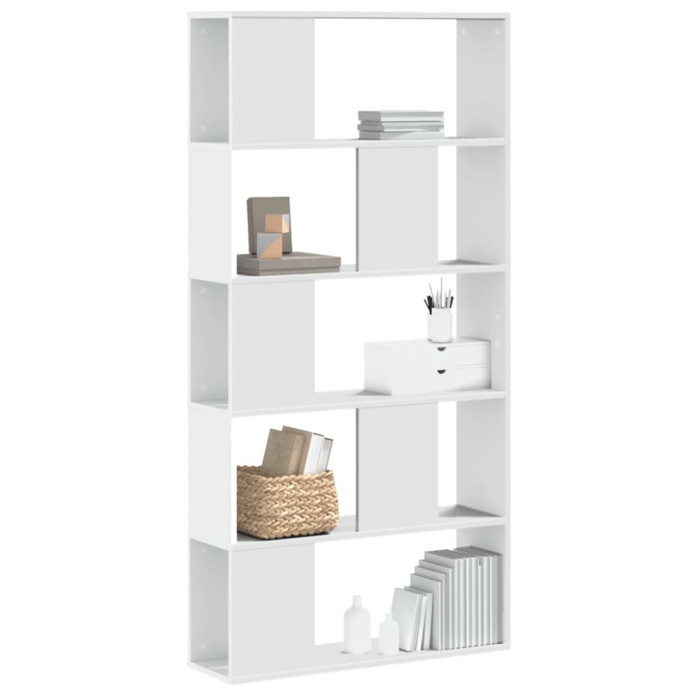 vidaXL Βιβλιοθήκη 5 Επιπέδων Λευκή 80,5x23,5x162,5 εκ. Επεξεργ. Ξύλο