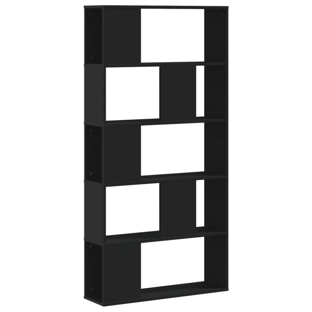 vidaXL Βιβλιοθήκη 5 Επιπέδων Μαύρη 80,5x23,5x162,5 εκ. Επεξεργ. Ξύλο