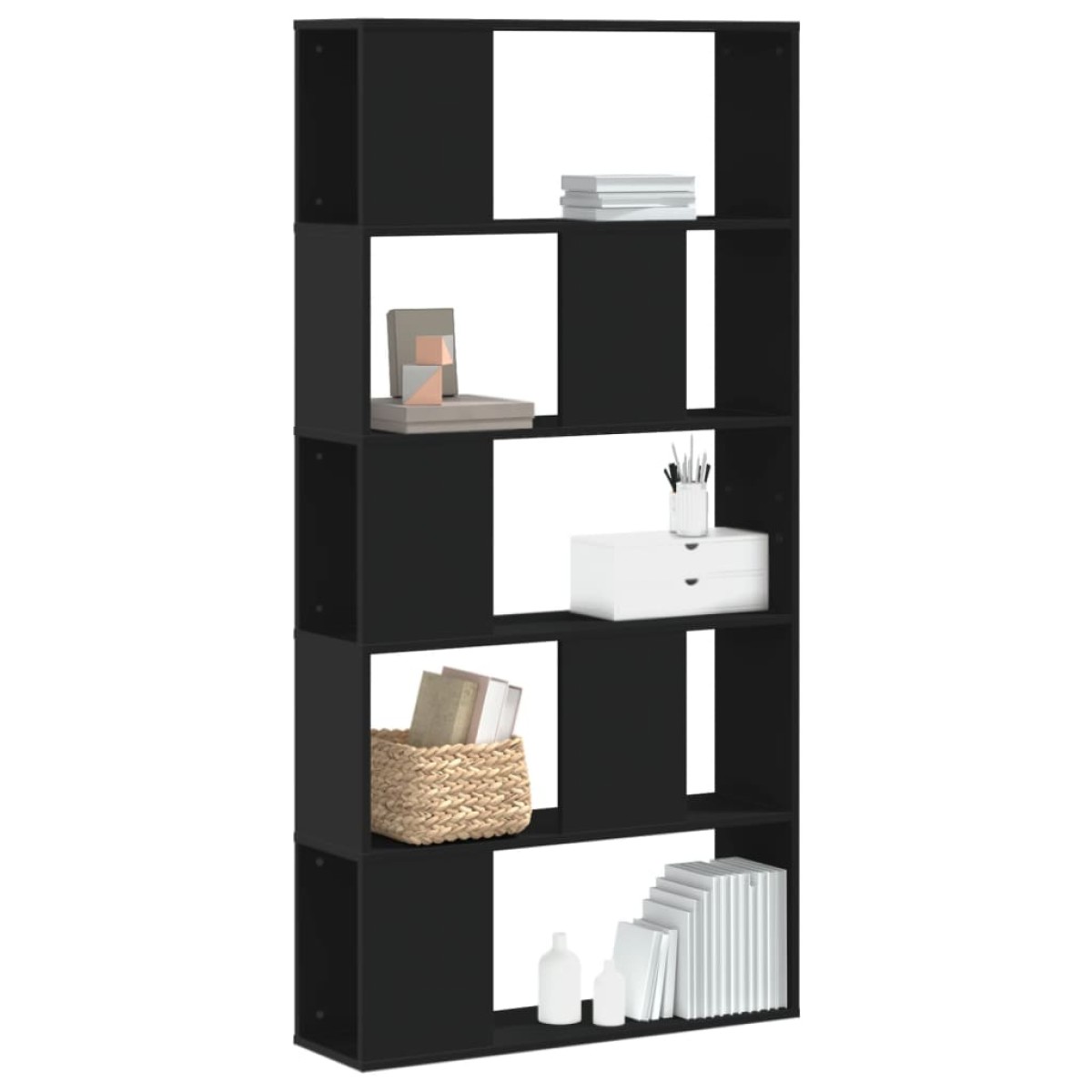 vidaXL Βιβλιοθήκη 5 Επιπέδων Μαύρη 80,5x23,5x162,5 εκ. Επεξεργ. Ξύλο