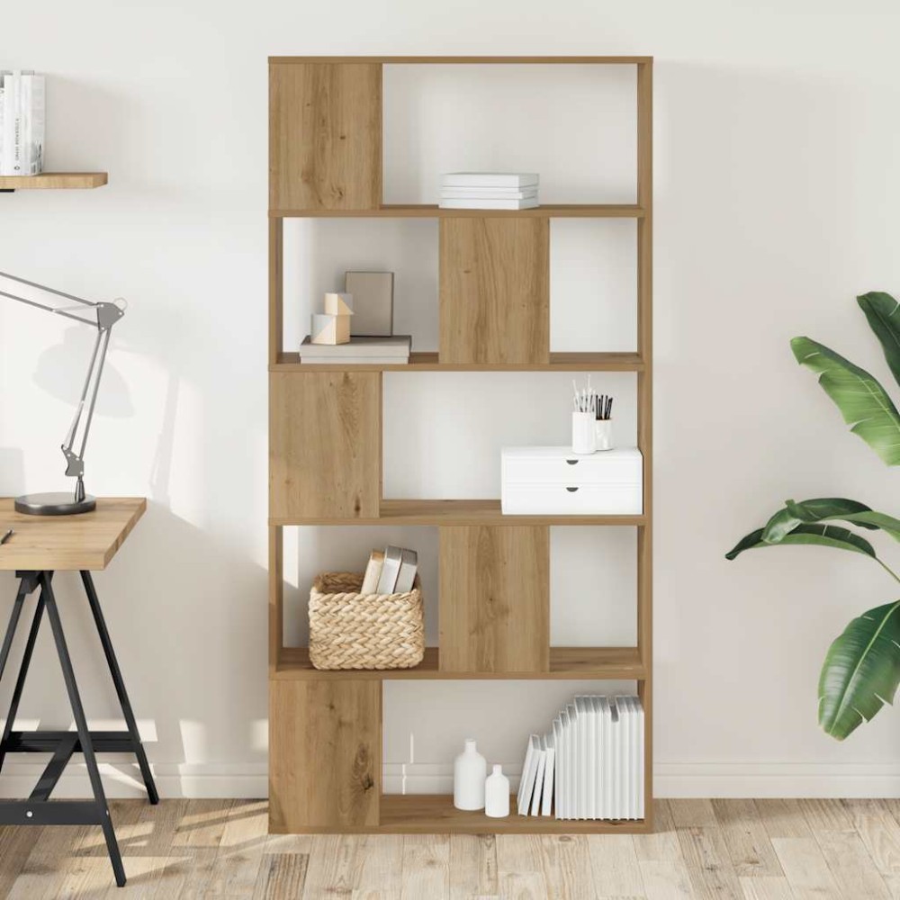 vidaXL Βιβλιοθήκη 5 Επιπέδων Δρυς 80,5x23,5x162,5 εκ. Επεξεργ. Ξύλο