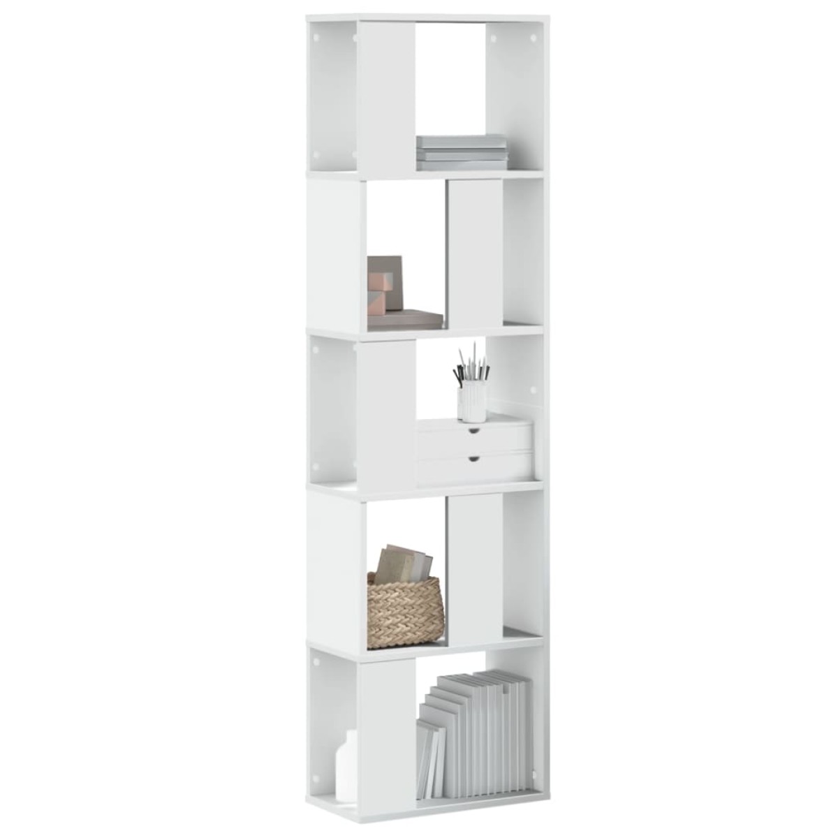 vidaXL Βιβλιοθήκη 5 Επιπέδων Λευκή 45 x 23,5 x 162,5 εκ. Επεξεργ. Ξύλο