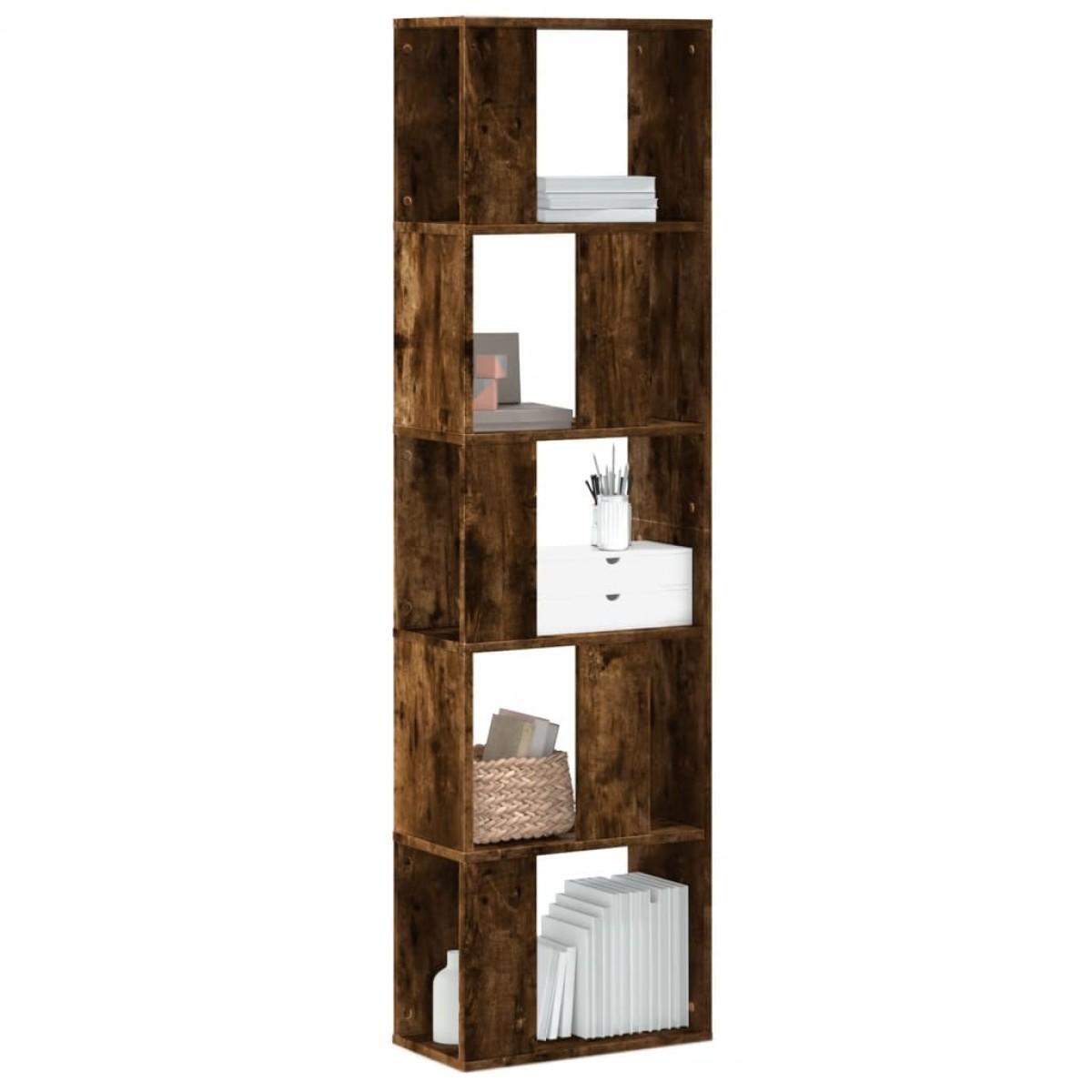 vidaXL Βιβλιοθήκη 5 Επιπέδων Καπνιστή Δρυς 45x23,5x162,5εκ. Επεξ. Ξύλο