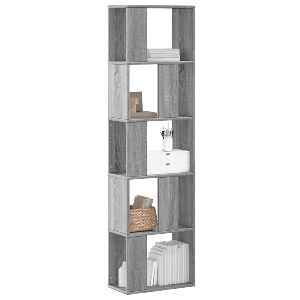 vidaXL Βιβλιοθήκη 5 Επιπέδων Γκρι Sonoma 45x23,5x162,5 εκ. Επεξ. Ξύλο