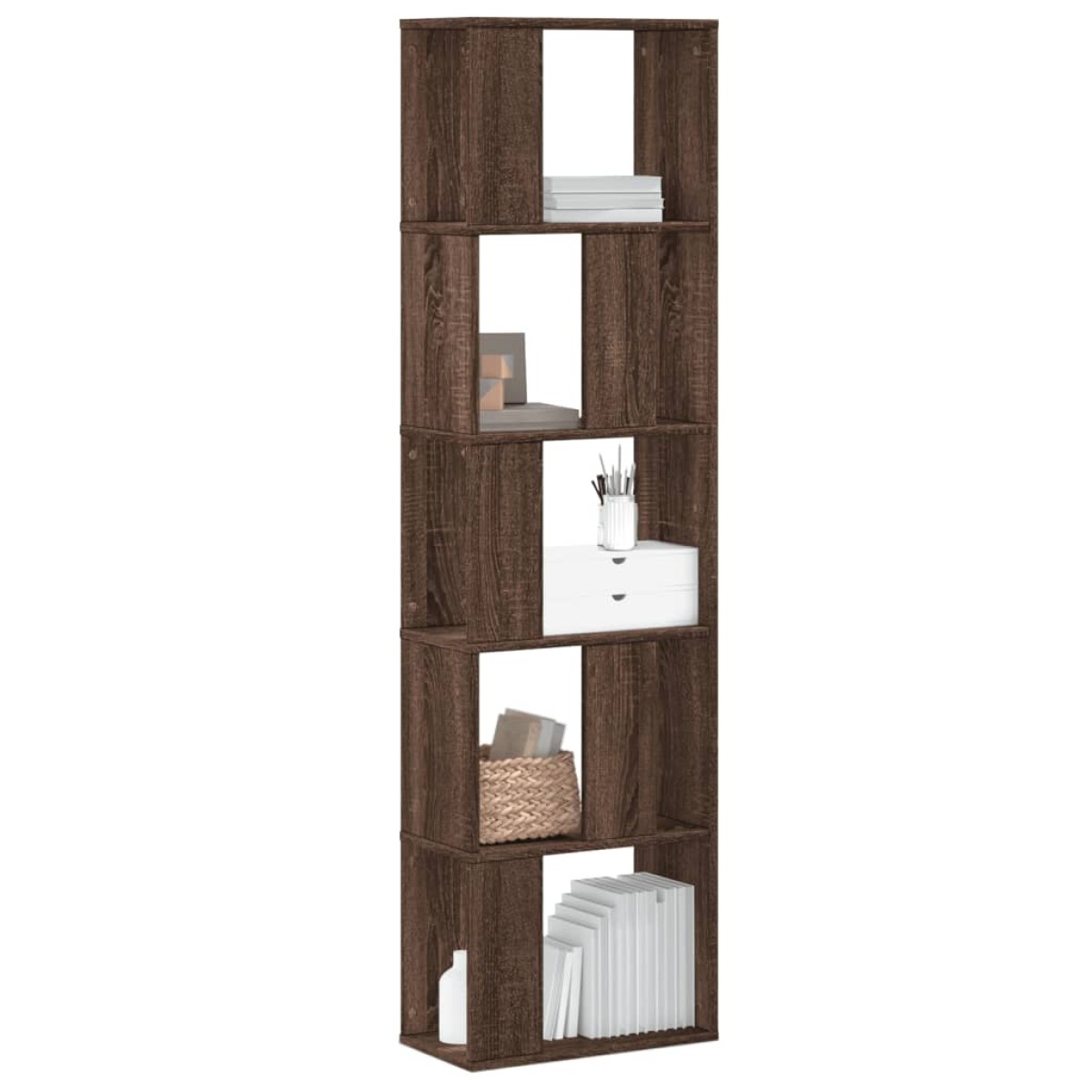 vidaXL Βιβλιοθήκη 5 Επιπέδων Καφέ Δρυς 45x23,5x162,5 εκ. Επεξεργ. Ξύλο