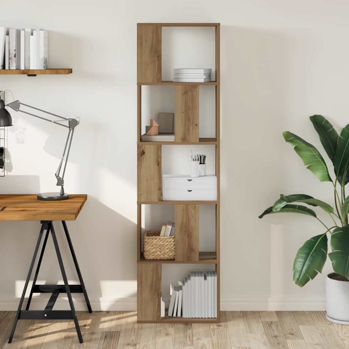 vidaXL Βιβλιοθήκη 5 Επιπέδων Δρυς 45x23,5x162,5 εκ. Επεξεργ. Ξύλο