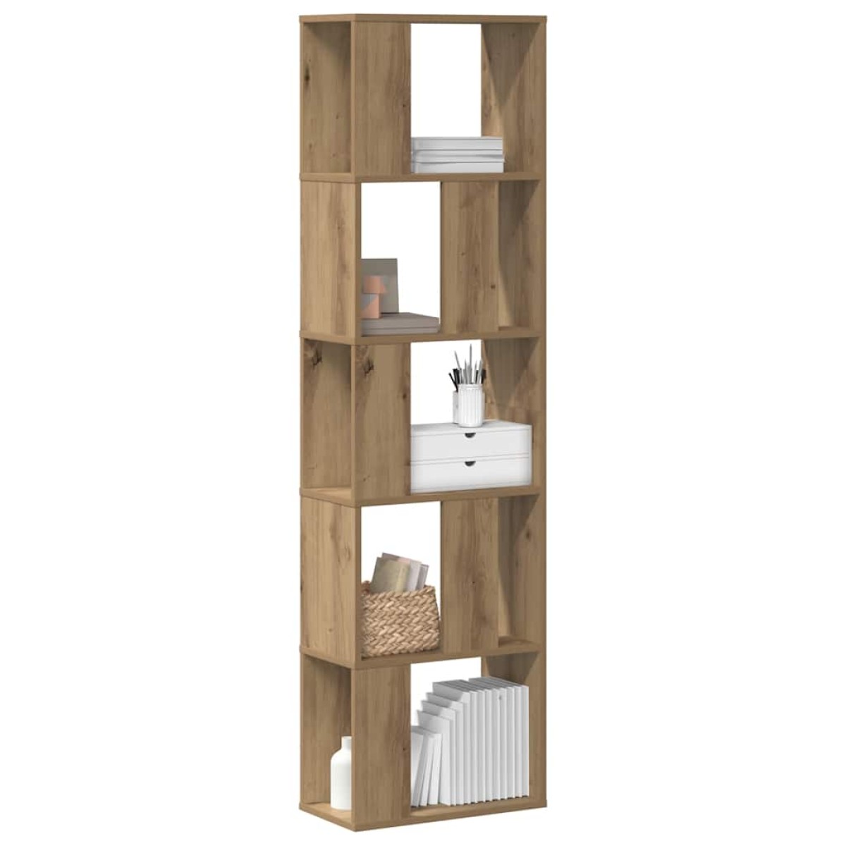 vidaXL Βιβλιοθήκη 5 Επιπέδων Δρυς 45x23,5x162,5 εκ. Επεξεργ. Ξύλο