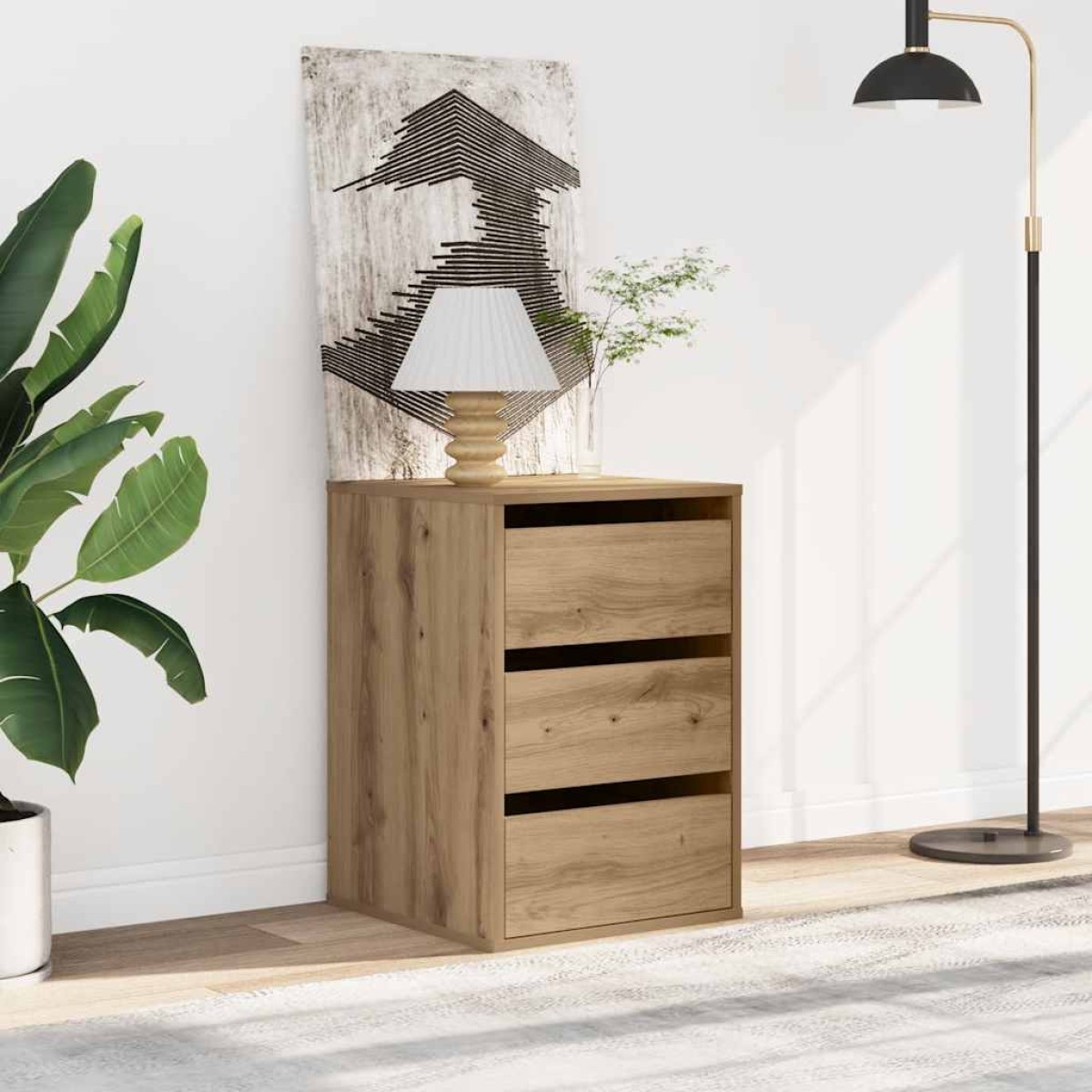 vidaXL Συρταριέρα Γωνιακή Αρτισιανή Δρυς 40x41x58 εκ. Επεξεργ. Ξύλο