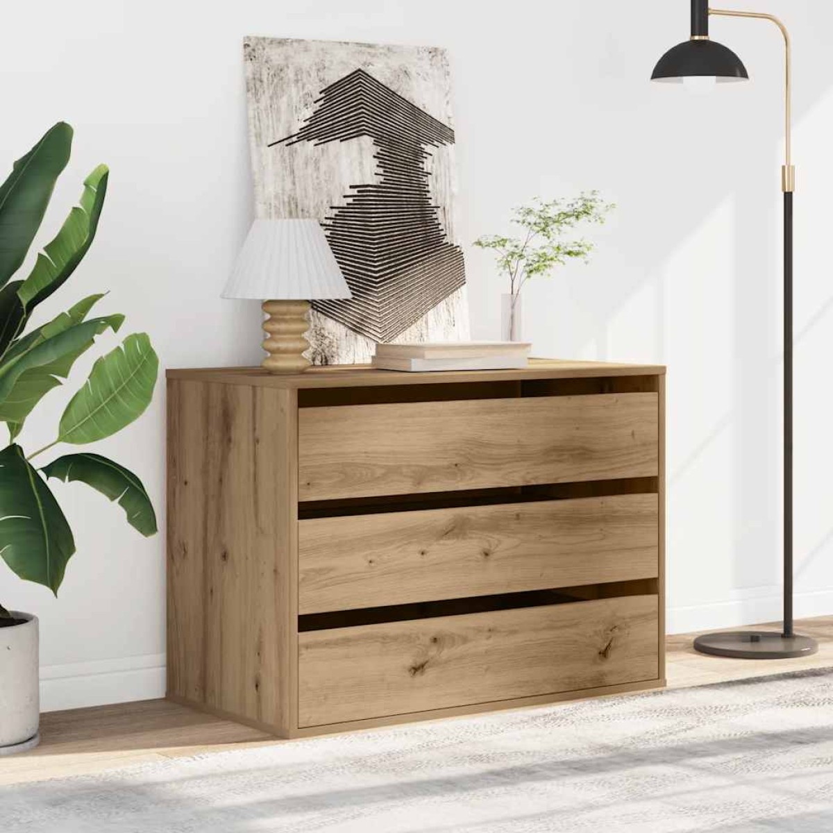 vidaXL Συρταριέρα Γωνιακή Αρτισιανή Δρυς 80x41x58 εκ. Επεξεργ. Ξύλο