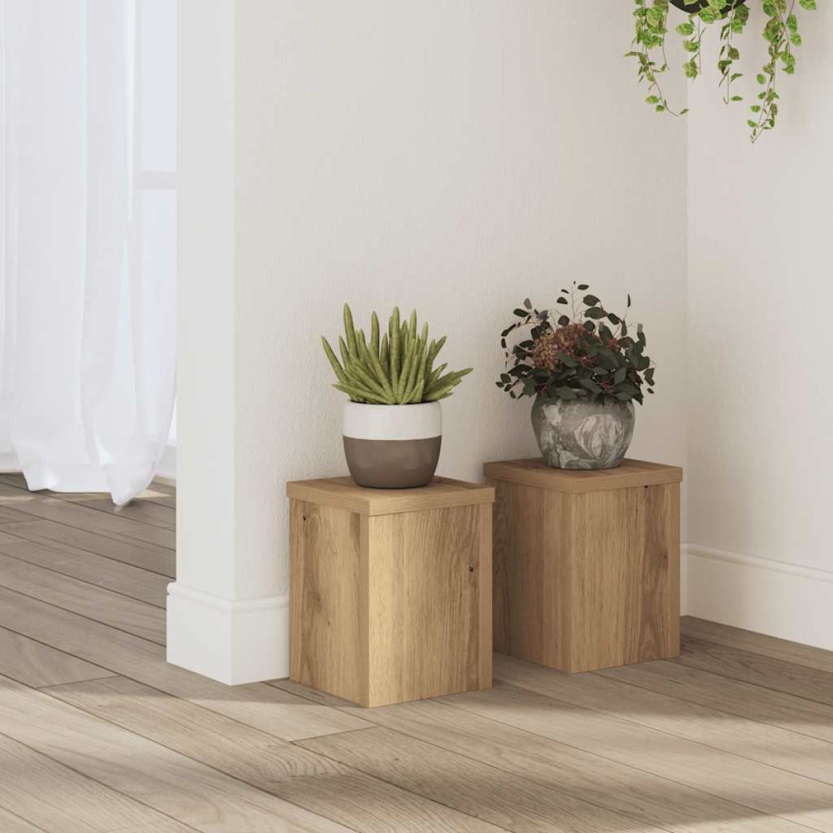vidaXL Βάσεις Φυτών 2 τεμ. Αρτισιανή Δρυς 15x15x20 εκ. Επεξ. Ξύλο
