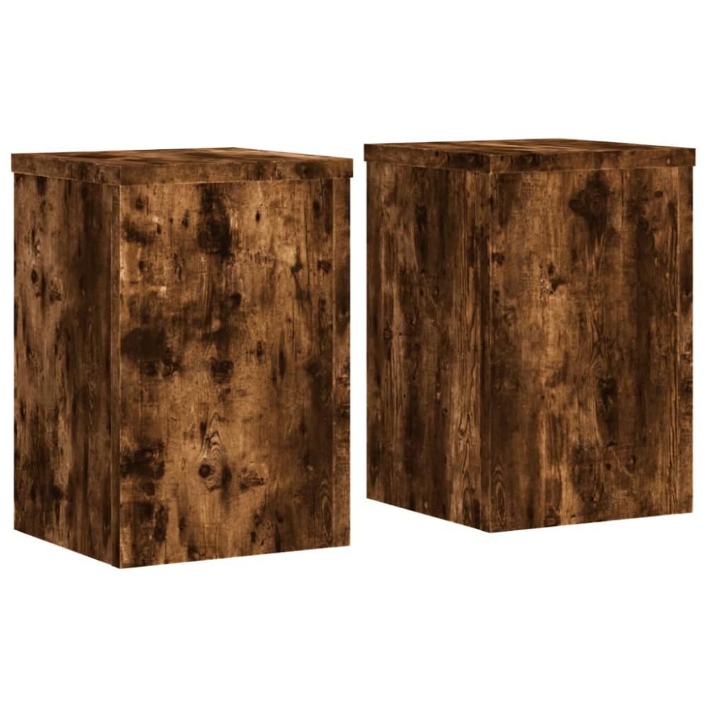 vidaXL Βάσεις Φυτών 2Τεμ. Καπνιστή Δρυς 25x25x35εκ. Επεξεργασμένο Ξύλο