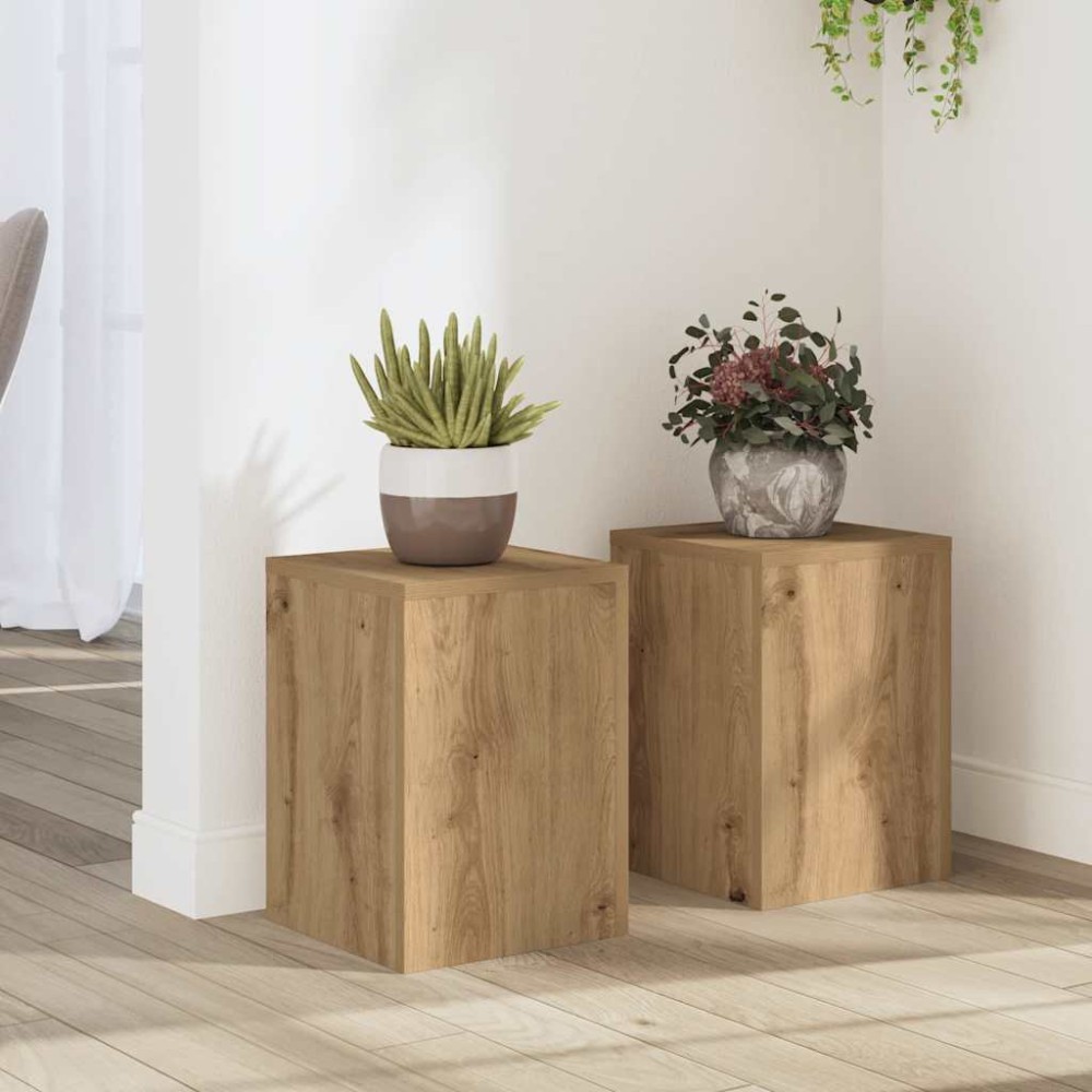 vidaXL Βάσεις Φυτών 2 τεμ. Αρτισιανή Δρυς 25x25x35 εκ. Επεξ. Ξύλο