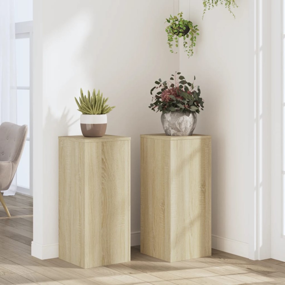 vidaXL Βάσεις Φυτών 2 Τεμ. Sonoma Δρυς 30x30x70 εκ. Επεξεργασμένο Ξύλο