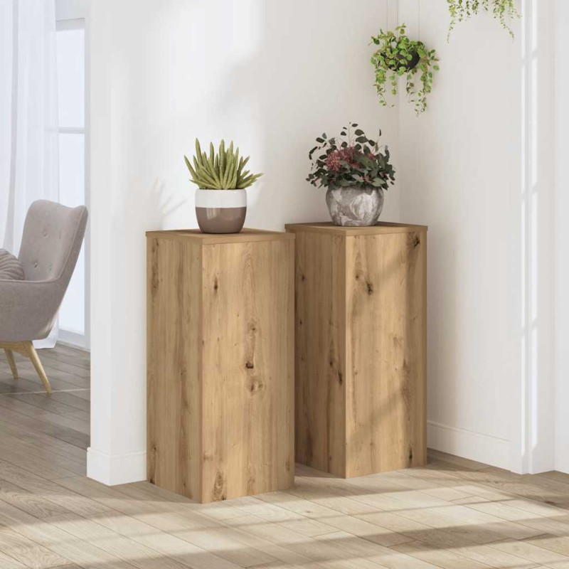 vidaXL Βάσεις Φυτών 2 τεμ. Αρτισιανή Δρυς 30x30x70 εκ. Επεξ. Ξύλο