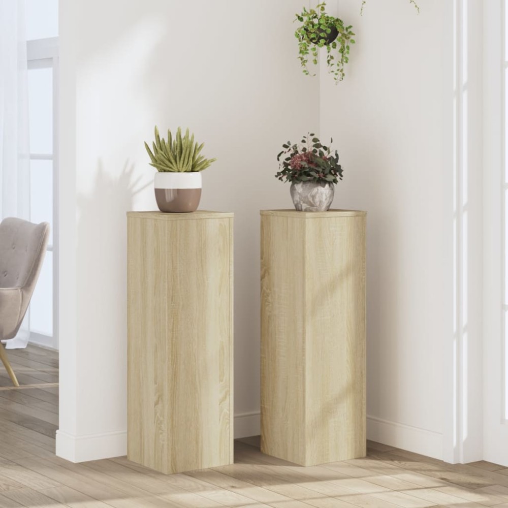vidaXL Βάσεις Φυτών 2 Τεμ. Sonoma Δρυς 25x25x80 εκ. Επεξεργασμένο Ξύλο