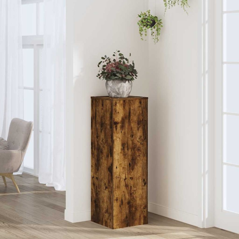 vidaXL Βάσεις Φυτών Καπνιστή Δρυς 33x33x100εκ Επεξεργασμένο Ξύλο
