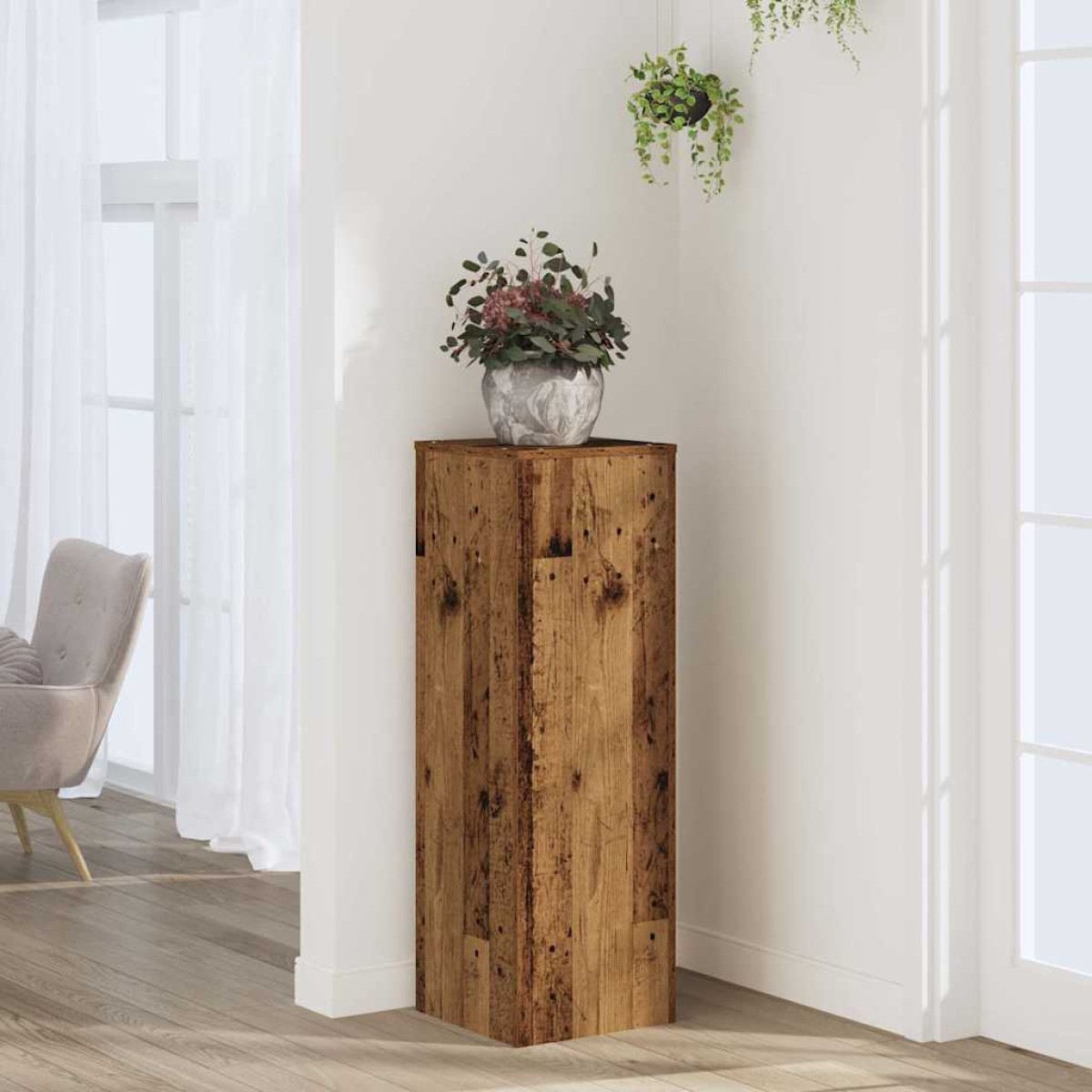 vidaXL Βάσεις Φυτών Όψη Παλαιού Ξύλου 33x33x100 εκ. Επεξ. Ξύλο