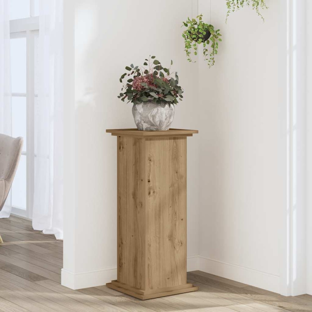 vidaXL Βάσεις Φυτών Αρτισιανή Δρυς 33x33x80 εκ. Επεξ. Ξύλο
