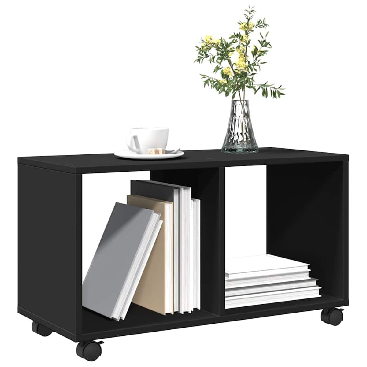 vidaXL Ντουλάπι Τροχήλατο Μαύρο 72x33x42,5 εκ. από Επεξ. Ξύλο