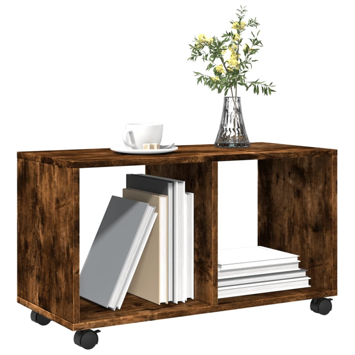 vidaXL Ντουλάπι Με Ροδάκια Καπνιστή Δρυς 72x33x42,5 εκ. Επεξ. Ξύλο