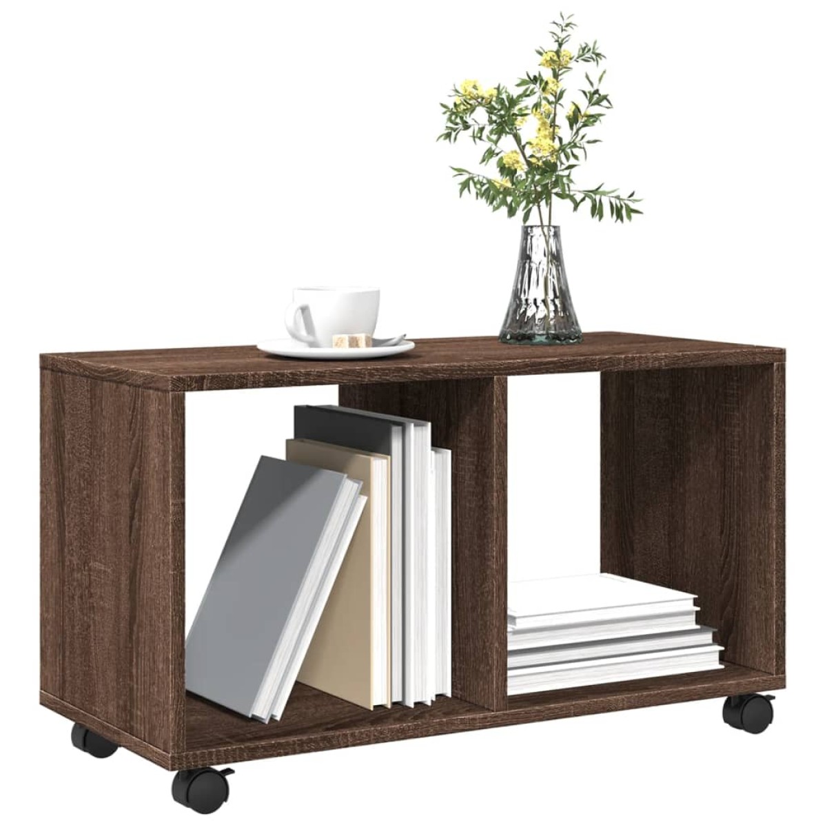 vidaXL Ντουλάπι Τροχήλατο Καφέ Δρυς 72x33x42,5 εκ. από Επεξ. Ξύλο