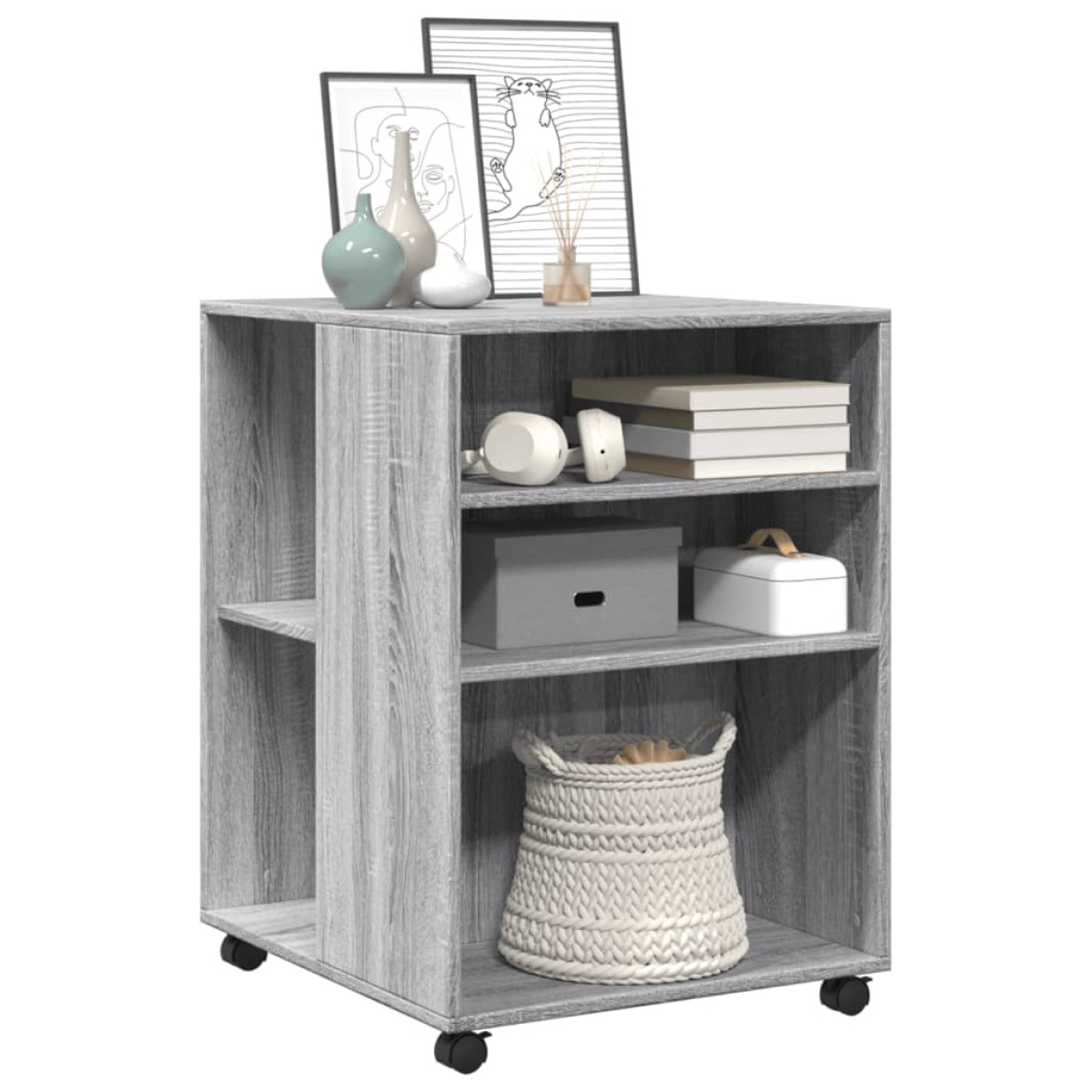 vidaXL Βοηθητικό Τραπέζι με Ρόδες Γκρι Sonoma 55x60x78 εκ Επεξ. Ξύλο
