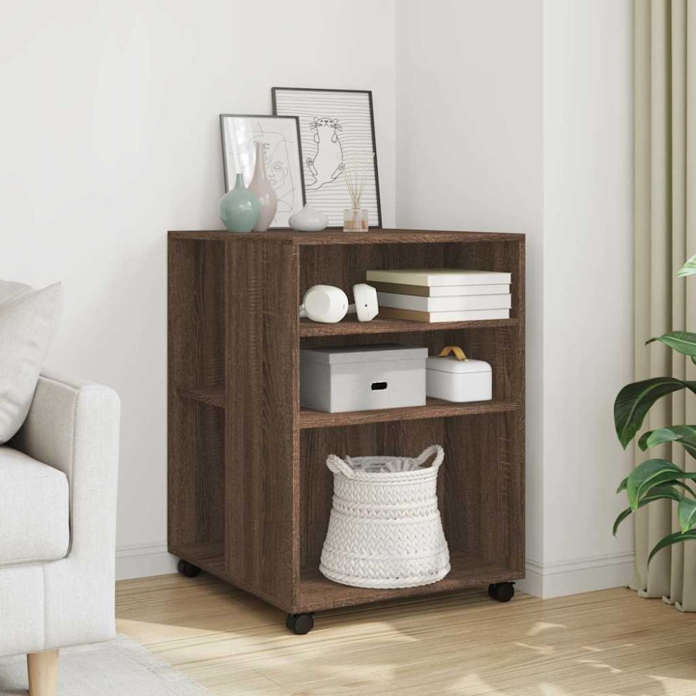 vidaXL Βοηθητικό Τραπέζι με Ρόδες Καφέ Δρυς 55x60x78 εκ. Επεξ. Ξύλο