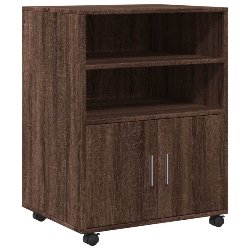 vidaXL Ντουλάπι Με Ροδάκια Καφέ Δρυς 60x48x81 εκ. Επεξεργασμένο Ξύλο