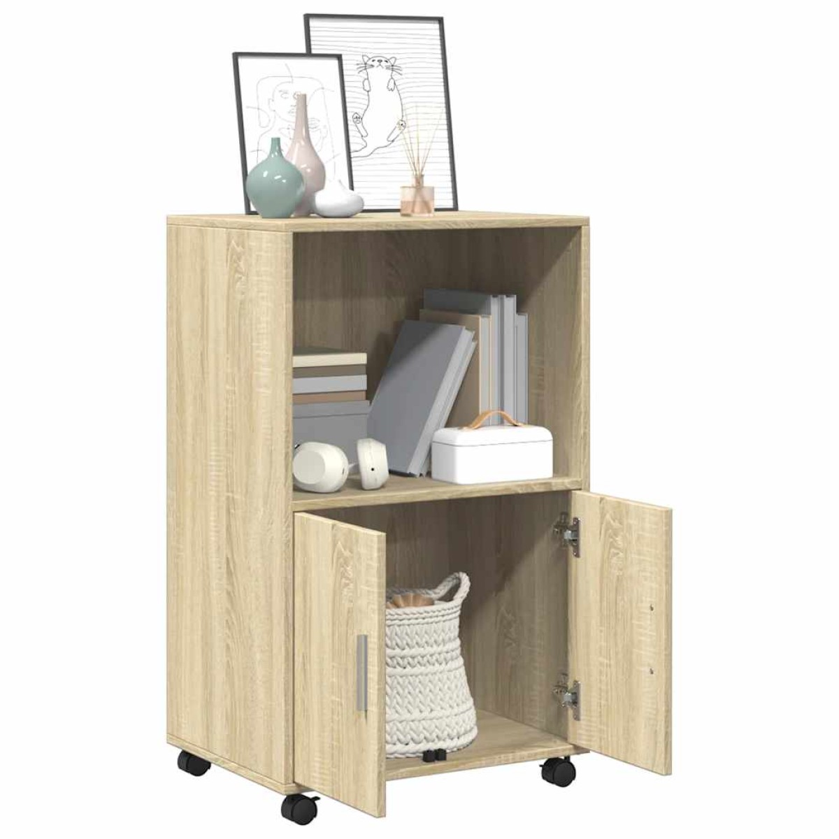 vidaXL Ντουλάπι Τροχήλατο Sonoma Δρυς 55x40x91 εκ. από Επεξ. Ξύλο
