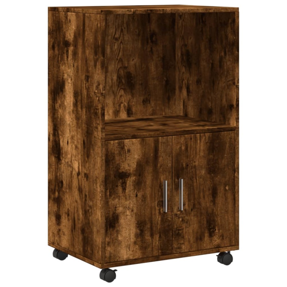 vidaXL Ντουλάπι Με Ροδάκια Καπνιστή Δρυς 55x40x91 εκ. Επεξ. Ξύλο