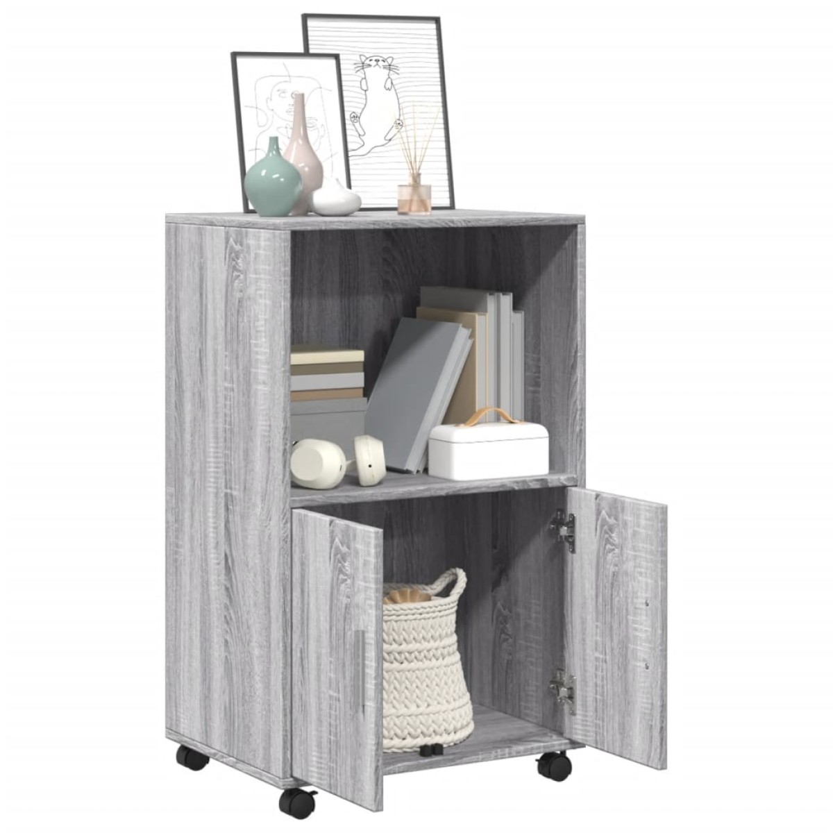 vidaXL Ντουλάπι Με Ροδάκια Γκρι Sonoma 55x40x91 εκ. Επεξεργασμένο Ξύλο