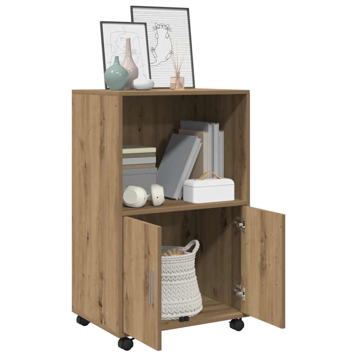 vidaXL Ντουλάπι Τροχήλατο Αρτισιανή Δρυς 55x40x91 εκ. από Επεξ. Ξύλο