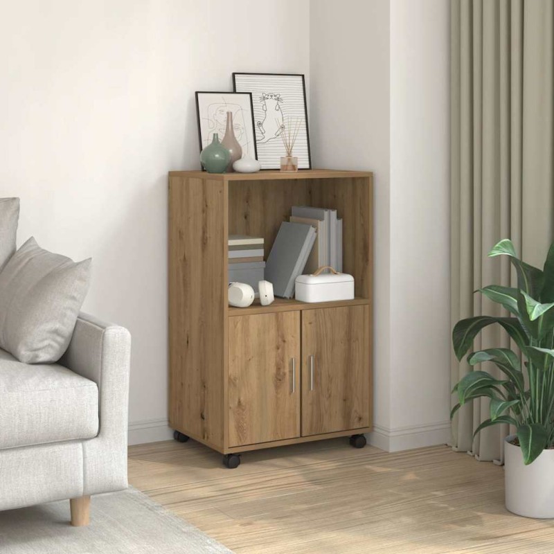 vidaXL Ντουλάπι Τροχήλατο Αρτισιανή Δρυς 55x40x91 εκ. από Επεξ. Ξύλο