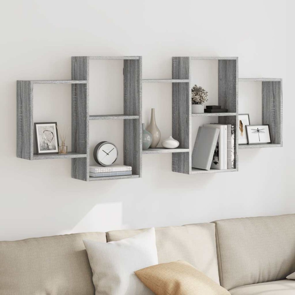 vidaXL Ραφιέρα Τοίχου Γκρι Sonoma 159x18x65 εκ. Επεξεργασμένο Ξύλο