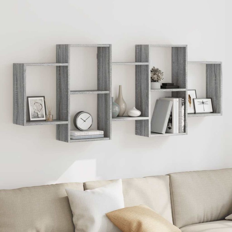 vidaXL Ραφιέρα Τοίχου Γκρι Sonoma 159x18x65 εκ. Επεξεργασμένο Ξύλο