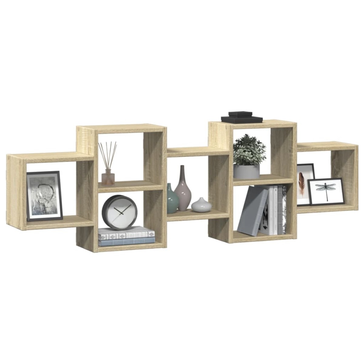 vidaXL Ραφιέρα Τοίχου Sonoma Δρυς 129x18x42 εκ. από Επεξεργ. Ξύλο