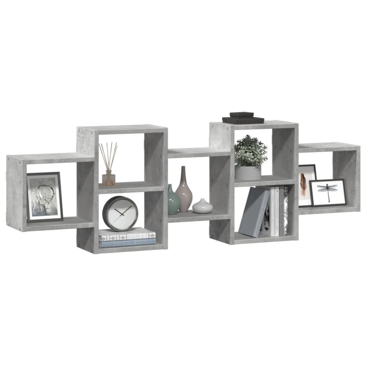 vidaXL Ραφιέρα Τοίχου Γκρι Σκυροδέματος 129x18x42 εκ. από Επεξ. Ξύλο