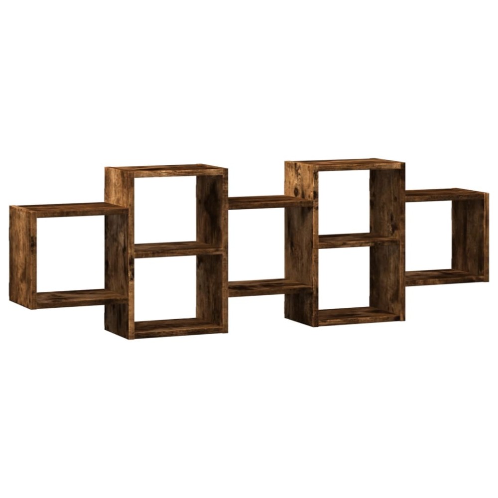 vidaXL Ραφιέρα Τοίχου Καπνιστή Δρυς 129x18x42 εκ. Επεξεργασμένο Ξύλο