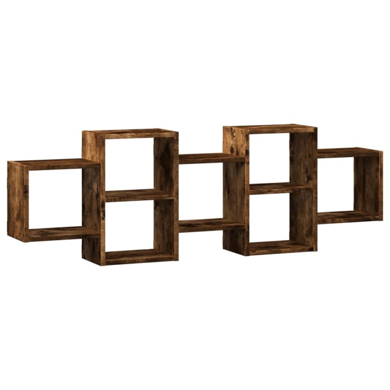 vidaXL Ραφιέρα Τοίχου Καπνιστή Δρυς 129x18x42 εκ. Επεξεργασμένο Ξύλο