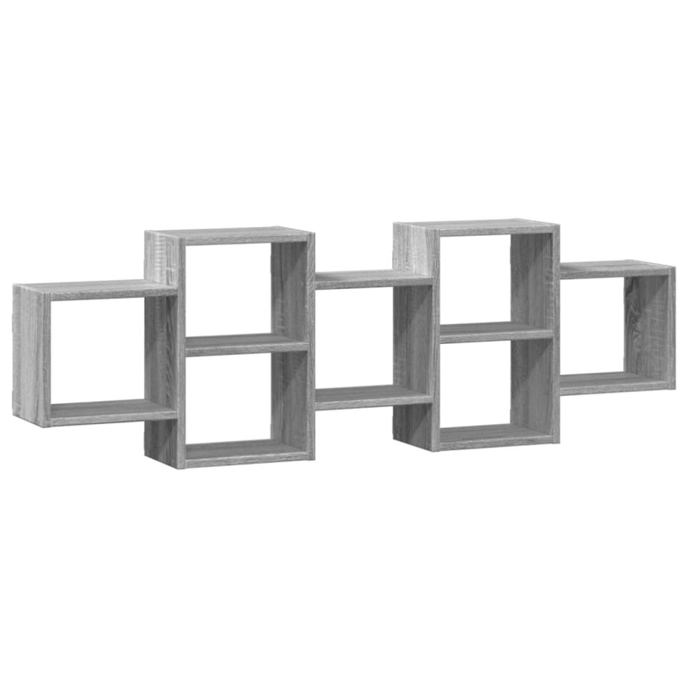 vidaXL Ραφιέρα Τοίχου Γκρι Sonoma 129x18x42 εκ. Επεξεργασμένο Ξύλο