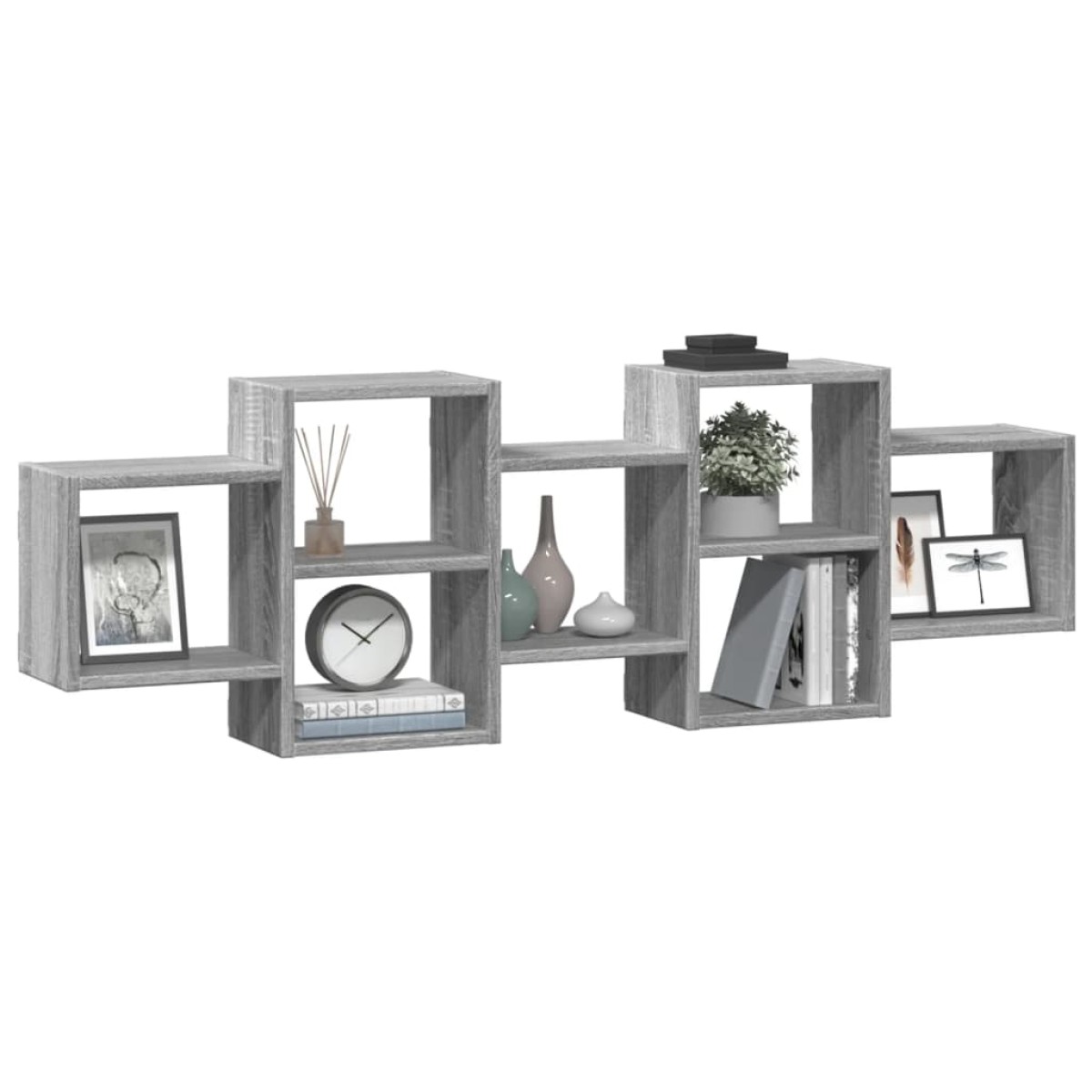 vidaXL Ραφιέρα Τοίχου Γκρι Sonoma 129x18x42 εκ. Επεξεργασμένο Ξύλο