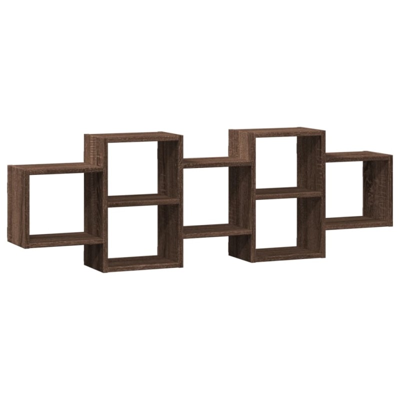 vidaXL Ραφιέρα Τοίχου Καφέ Δρυς 129x18x42 εκ. από Επεξεργασμένο Ξύλο