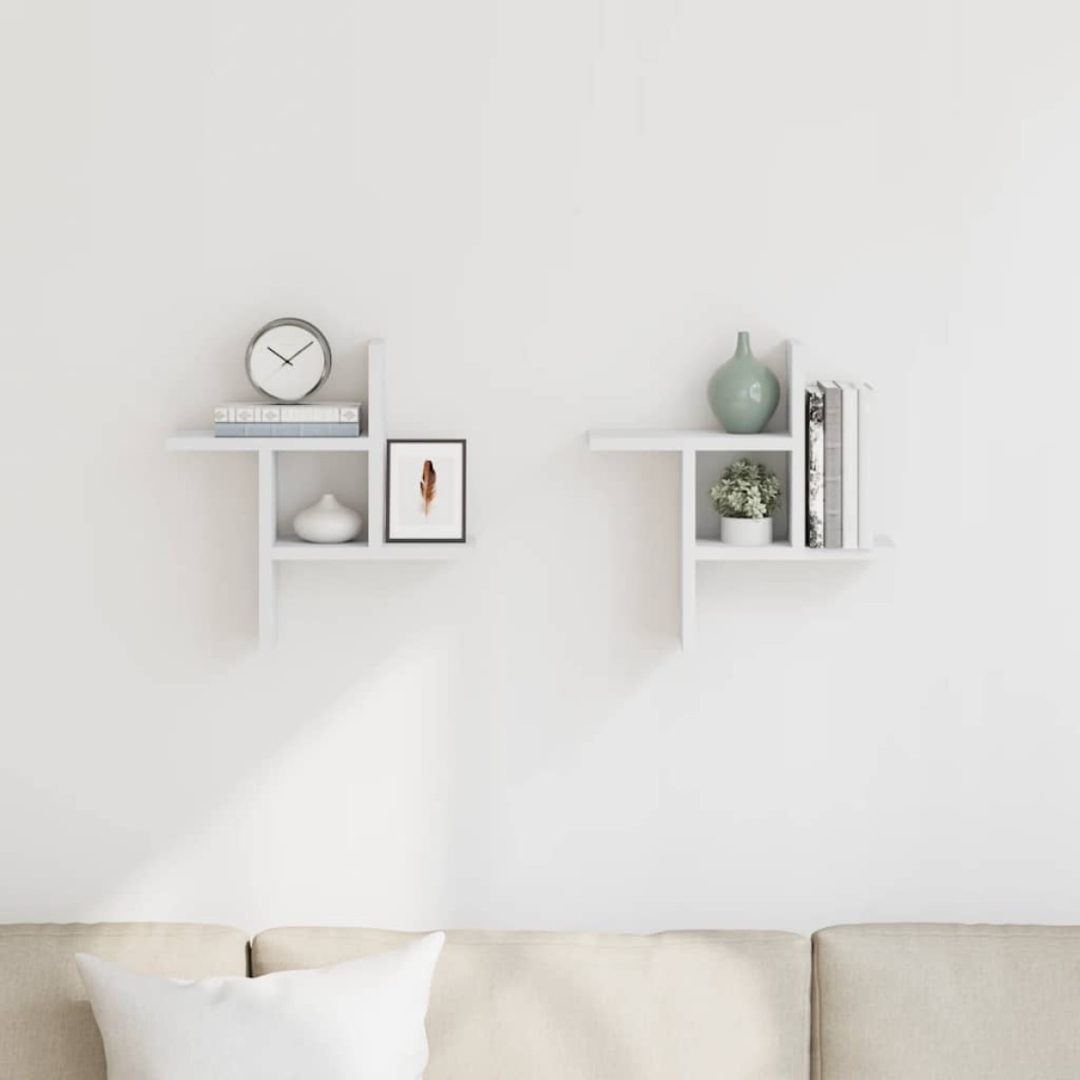 vidaXL Ραφιέρες Τοίχου 2 τεμ. Λευκές 38x12x38 εκ. από Επεξ. Ξύλο