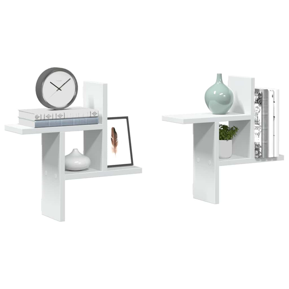 vidaXL Ραφιέρες Τοίχου 2 τεμ. Λευκές 38x12x38 εκ. από Επεξ. Ξύλο