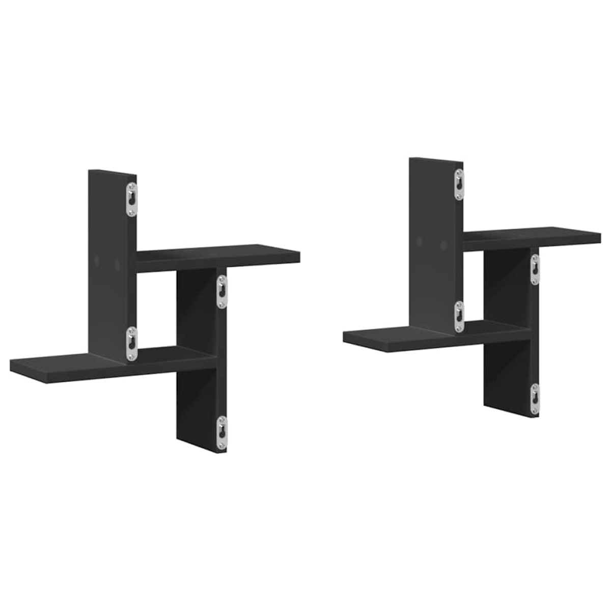 vidaXL Ραφιέρες Τοίχου 2 τεμ. Μαύρες 38x12x38 εκ. από Επεξ. Ξύλο