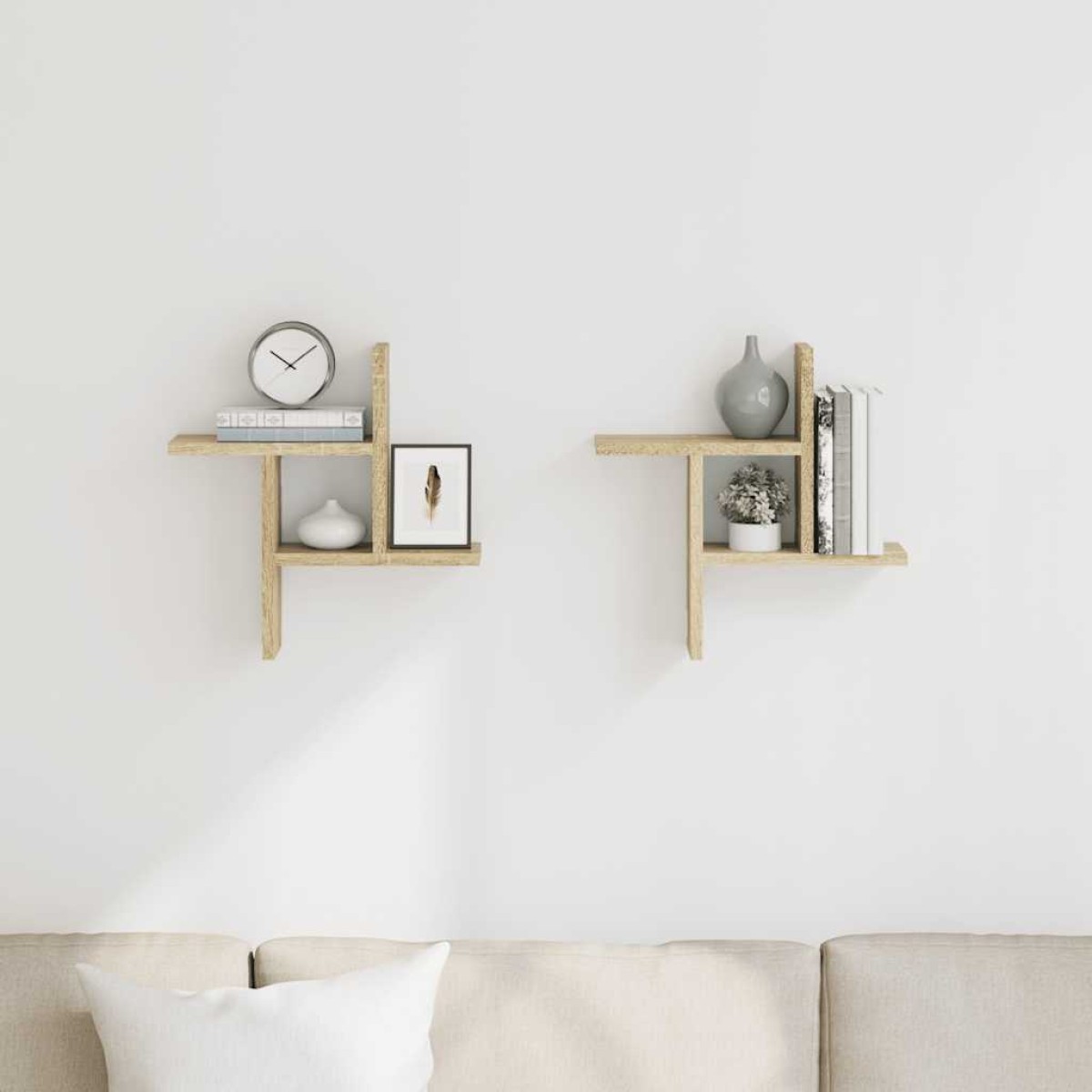 vidaXL Ραφιέρες Τοίχου 2 τεμ. Sonoma Δρυς 38x12x38 εκ. από Επεξ. Ξύλο