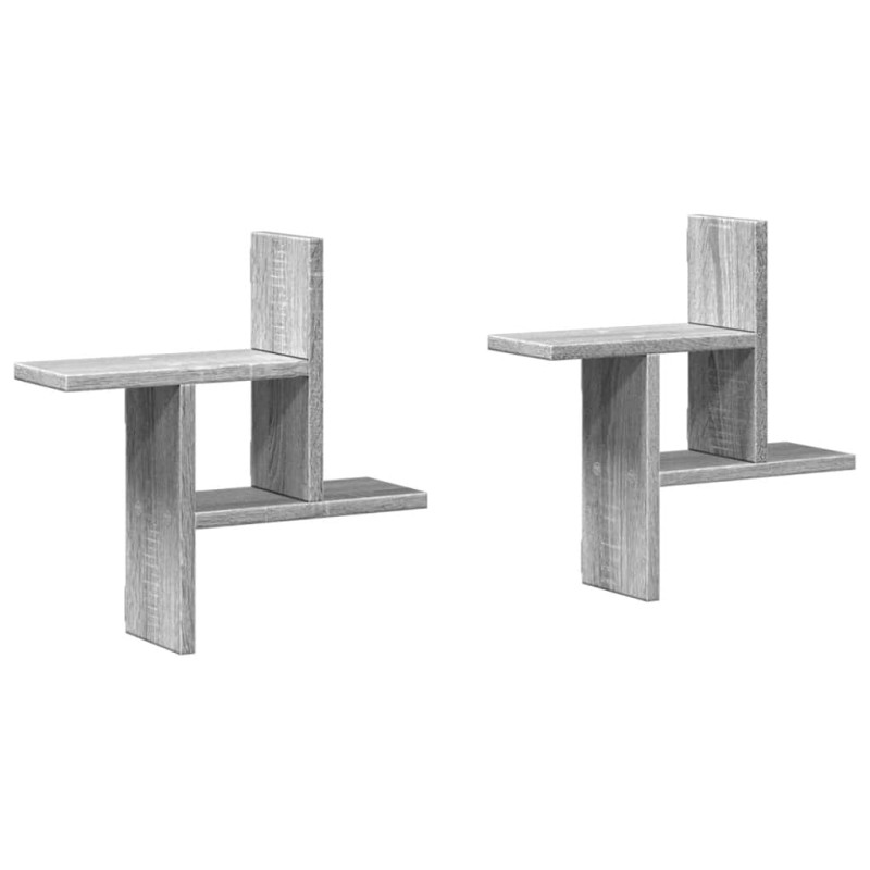 vidaXL Ραφιέρες Τοίχου 2 τεμ. Γκρι Sonoma 38x12x38 εκ. Επεξ. Ξύλο